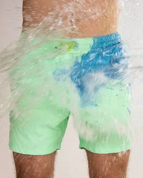 Mágico Variável Cor Calções De Praia Seca Rápido Banho Shorts De Verão, Homens De Sunga Sunga Sunga De Praia Calça Verde