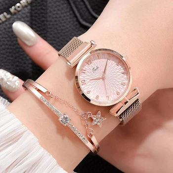 Relógio De Luxo Para Mulheres Fashion Dress Pulseira Relógio De Quartzo Do Ímã Assistir A Mulher De Desporto De Senhoras Relógio De Pulso Relógio Relógio Feminino