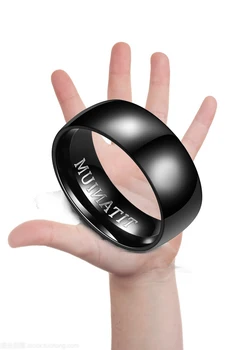 Popular 8mm de Carboneto de Tungstênio, Aço nobre preto fosco brilhante anel. O charme dos homens. Tendência da moda engajamento acessórios.