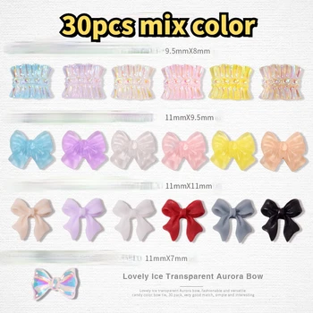 30pcs/monte de doces bonito cor de arco 3d prego da decoração da arte do prego de suprimentos prego accesoires Japonês manicure bowknot