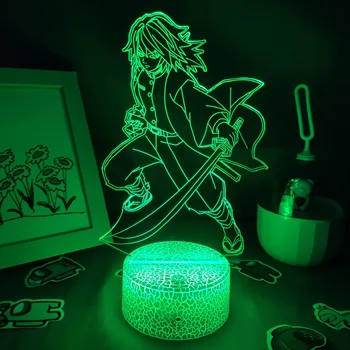 Mangá Kimetsu Não Yaiba Demon Slayer Figuras de Anime Tomioka Giyuu 3D LED RGB Luzes da Noite Lâmpadas de Lava Quarto Tabela de Decoração Para a Casa
