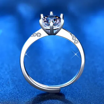 Anéis de prata esterlina da jóia 925 moissanite Anel para mulheres finas D cor de 0,5 ct Geométricas anéis de casamento para casais do Ajuste do Dente