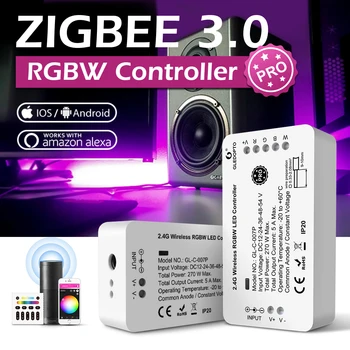 GLEDOPTO Zigbee 3.0 Inteligente Luz Pro LED RGBW Tira Controlador Compatível com o Hub, Ponte de aplicativos para celulares de Voz Remoto Controle