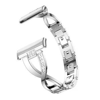 De Aço Inoxidável Com Strass, Alça Para Fitbit Versa 3/Sentido Smart Watch Banda Substituição Da Pulseira, Bracelete De Metal Do Diamante Correia