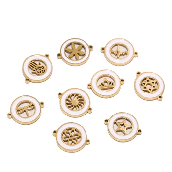 5pcs de Aço Inoxidável de 1,5 mm Pingente Estrela Conectores de Ouro Esmalte Links Encantos Contas para Jóia Colar Pulseira de Fazer