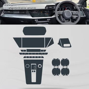 Para Audi A3 8Y 2021Car Interior console Central TPU Transparente película Protetora Anti-risco Reparação filme Accessorie Montar LHD RHD
