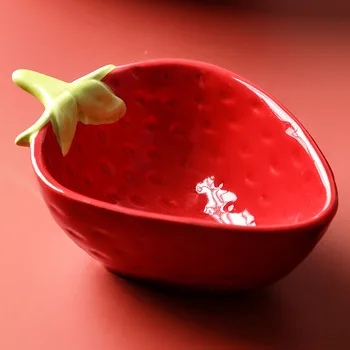 Criativo de Crianças Taça de Morango Tigela Menina de Coração Ins Líquido Vermelho de Mesa de Cerâmica Tigela de Sobremesa de Salada de Frutas, Macarrão Instantâneo