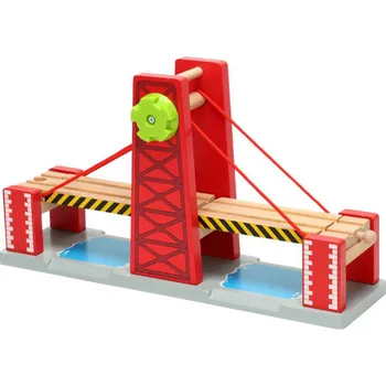 Trem de madeira Partes da Trilha Ponte de Madeira Ferroviária Brinquedos Pistas de Corrida Acessórios de Brinquedos Educativos para Crianças de Presente