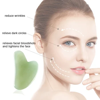 Massager Facial Natural Jade Rolo Fino Rosto Massager Levantamento de Ferramentas Slim Pedra Verde Anti-envelhecimento Rugas da Pele Cuidados de Beleza Definido