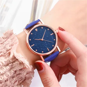 2021 novas mulheres de Luxo, Relógios de Quartzo feminino de Aço Inoxidável Dial vintage azul céu Estrelado Casuais Relógios de pulso relojes para mulher