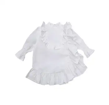 Camisa de crianças vestido de 2021 primavera-verão da nova ruffles vestido de princesa de meninas bebê manga longa vestido de Assimétrico 4-16Y wz9