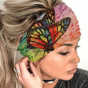 Novo Boho Algodão Grande Turbante Headwrap Para Mulheres Meninas Borboleta De Impressão Hairbands Cabeça Bandana Chapelaria E Acessórios Para O Cabelo