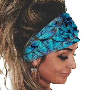 Novo Boho Algodão Grande Turbante Headwrap Para Mulheres Meninas Borboleta De Impressão Hairbands Cabeça Bandana Chapelaria E Acessórios Para O Cabelo