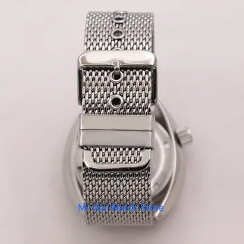 Bliger 45mm Mostrador Preto Automática Mens Watch Prata Caso de Safira Cristal Luminoso NH35 Movimento do Relógio Mecânico