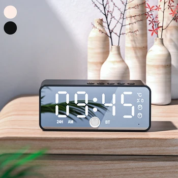Nordic Digital do DIODO emissor de Espelho, Relógio Despertador Eletrônica Blutooth Relógios Alimentado por USB Função de Repetição Relógio de Mesa do Quarto