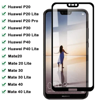 9H Completo Tampa de Vidro de Proteção Para Huawei Mate 20 30 40 Lite Protetor de Tela Para Huawei P30 P40 Lite P20 Pro Vidro Temperado