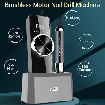 O mais novo 35000RPM Brushless Furadeira Elétrica Prego Portátil Recarregável Manicure Máquina de Acrílico, Gel polonês Moinho de Salão de beleza Efile