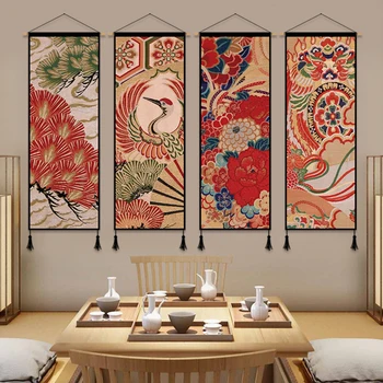 Japonês de Ukiyoe Pendurado Rolagem Tela de Pintura, Arte de Parede Decoração Peônia Imagem e um Cartaz do Quarto Sala Decoração Estética
