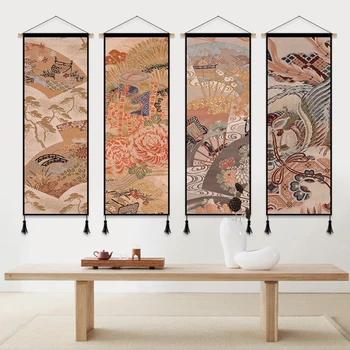 Japonês de Ukiyoe Pendurado Rolagem Tela de Pintura, Arte de Parede Decoração Peônia Imagem e um Cartaz do Quarto Sala Decoração Estética