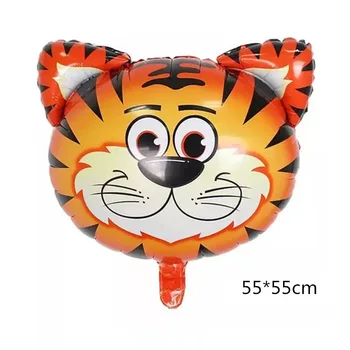 Médio/mini cabeça de animal folha de alumínio balão cabeça de tigre leão cabeça de desenhos animados animal farm balão de aniversário de crianças partido de estilo