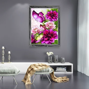 5D Diamante Pintura Flor Borboleta Ponto de Cruz, Kit Completo de Broca Bordado Mosaico Rosa de Imagem De Strass de Presente a Decoração Home