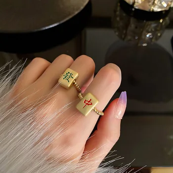 Estilo chinês simples anel de personalidade divertida mahjong anel de moda temperamento dedo o anel para a menina presentes wholeasle