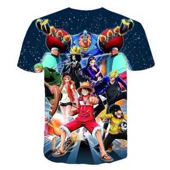 Juvenil One Piece 3D Impresso Monkey D Luffy T-shirt do Bebê do Verão dos Meninos de Manga Curta, Camisetas Casuais Popular Crianças Anime Camisetas