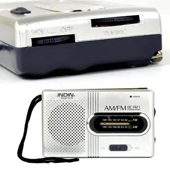 Mini Portátil, Rádio AM/FM Antena Telescópica de Rádio de Bolso Mundo Receptor de alto-Falante Suporte para o transporte da gota de moda de rádio FM