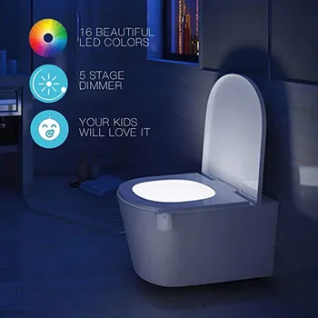 16 Cores, o Smart Sensor de Movimento de PIR Assento Sanitário Luz da Noite Waterproof a luz de fundo Para vaso Sanitário Luminaria LED Lâmpada WC Wc Luz