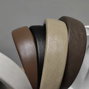 Retro headband de couro coreano simples sair a pressão de cabelo de abas largas gancho temperamento esponja cabeça acessórios de cabelo