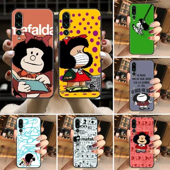 Mafalda Cartoon caso De Telefone Huawei P Companheiro P10 P20 P30 P40 10 20 Smart Z Lite Pro 2019 arte negra hoesjes moda shell macio