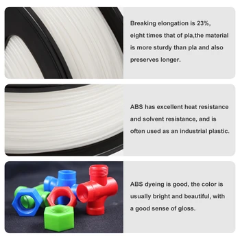 KAIGE 1KG Impressora 3D de Filamentos de 1,75 mm -/+ 0,02 mm Abs Пластик Branco de Filamentos contínuos de Materiais Industriais Abrasão E Resistência ao Impacto