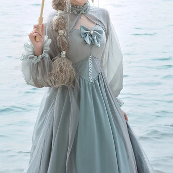 Japanese Classic Lolita Vestido Plus Size Vintage Vitoriana As Mulheres Kawaii Princesa Tea Party Bonito Vestido De Fada Doce Vestidos 2021