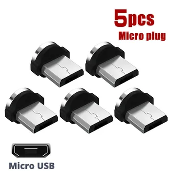5 Pcs Rotação 360 Micro USB Magnético Plug Dica Para Xiaomi Telefone Celular Peça de Substituição Durável Conversor Adaptador de Cabo de Carregamento