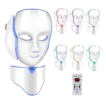 LED Máscara de 7 Cores Led Máscara Facial de Led coreano tratamento de Fótons Máscara facial Máquina da Terapia da Luz de Acne Máscara Pescoço Beleza Led Máscara