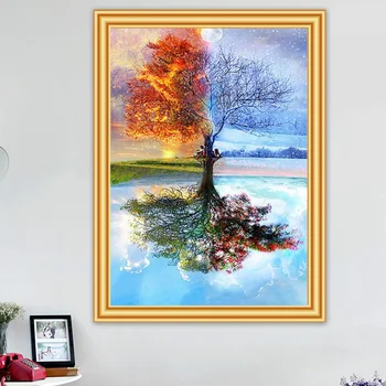 DIY 5D Diamante Pintura Paisagem de Árvores Fantasia de Ponto de Cruz, Kit Completo de Broca Quadrado Bordado de Arte do Mosaico de imagens de Decoração de Casa de Dom