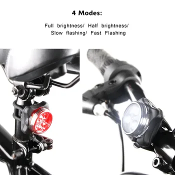 4 Modos de Luz de Bicicleta de Advertência Luz Frontal à prova de chuva MTB Bicicleta de Luz de Cabeça Recarregável USB, o Aviso de Segurança de Ciclismo Noturna Bicicleta