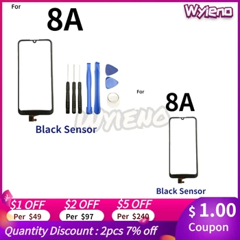 Wyieno Preto do Sensor Para o Huawei Honor 8A Digitador da Tela de Toque Frontal do Painel de Toque do LCD para Fora Tampa de Vidro