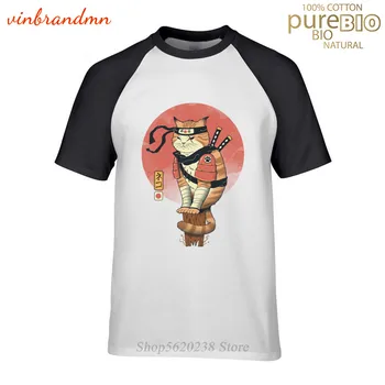 2020 Moda Shinobi Cat T-shirt Engraçada Gato Sushi man Ninjitsu T-Shirt de Manga Curta Legal Estética Samurai Gato T-Shirt XS-3XL
