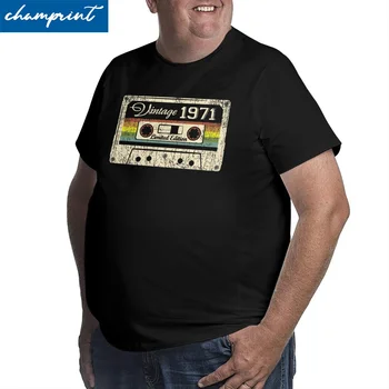 Vintage Cassete 50º Aniversário de Dom Para o Gamer T-Shirts Homens De 50 Anos de Idade, Nascido Em 1971 Grande Altura Tees Plus Size 5XL 6XL T-Shirts