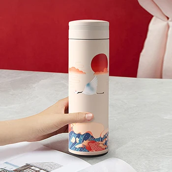 Vácuo copa requintado estilo de ilustração, high-end display de temperatura, elegante aparência Requintado aço inox garrafa térmica