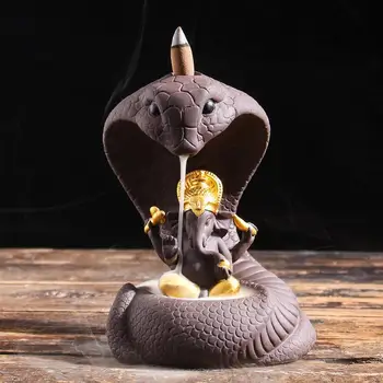 Elefante Fortuna Refluxo Incensário De Cerâmica Cobra Tipo De Fumaça Cachoeira Da Vara De Incenso Queimador Com 20 Pcs Cones De Decoração De Casa