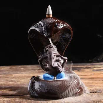 Elefante Fortuna Refluxo Incensário De Cerâmica Cobra Tipo De Fumaça Cachoeira Da Vara De Incenso Queimador Com 20 Pcs Cones De Decoração De Casa