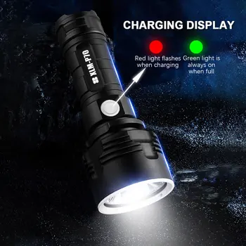 P70/ L2 Esferas Lanterna LED Potente USB Recarregável Lanterna Tocha Waterproof a Lâmpada Ultra Brilhante Lanterna de Acampamento de Equitação