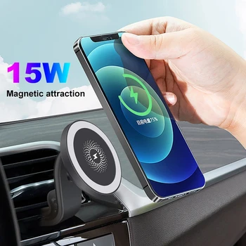 Magnética sem Fio do Carregador do Carro de Montagem de Stand Para o IPhone Mini-12 12 Pro Max Para Magsafe 15W Rápida sem Fio do Carregador do Carro do Titular do Telefone