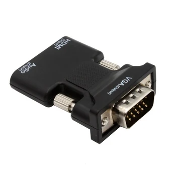 Feminino HDMI para VGA Macho Conversor de Áudio Adaptador de Suporte para 1080P de Saída de Sinal