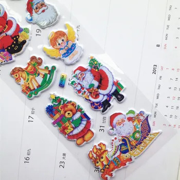 2021 Venda Quente 1/5Pcs Presentes de Natal da Caixa 3D Feliz Natal Puffy Adesivos Bolha Adesivo Papai Noel de Natal Decoração para Crianças