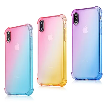 Transparente Gradiente Colorido Claro Macio Telefone de TPU Case Capa Para iPhone da Apple 11 Pro XS Max X XR 8 7 6 S 6S Mais SE 5 de 5 anos Menina