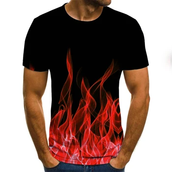 2020 nova chama gráfico T-shirt impressos em 3D dos homens T-shirt de verão casual tops da moda em torno do pescoço camiseta tamanho plus streetwear