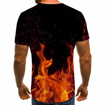 2020 nova chama gráfico T-shirt impressos em 3D dos homens T-shirt de verão casual tops da moda em torno do pescoço camiseta tamanho plus streetwear